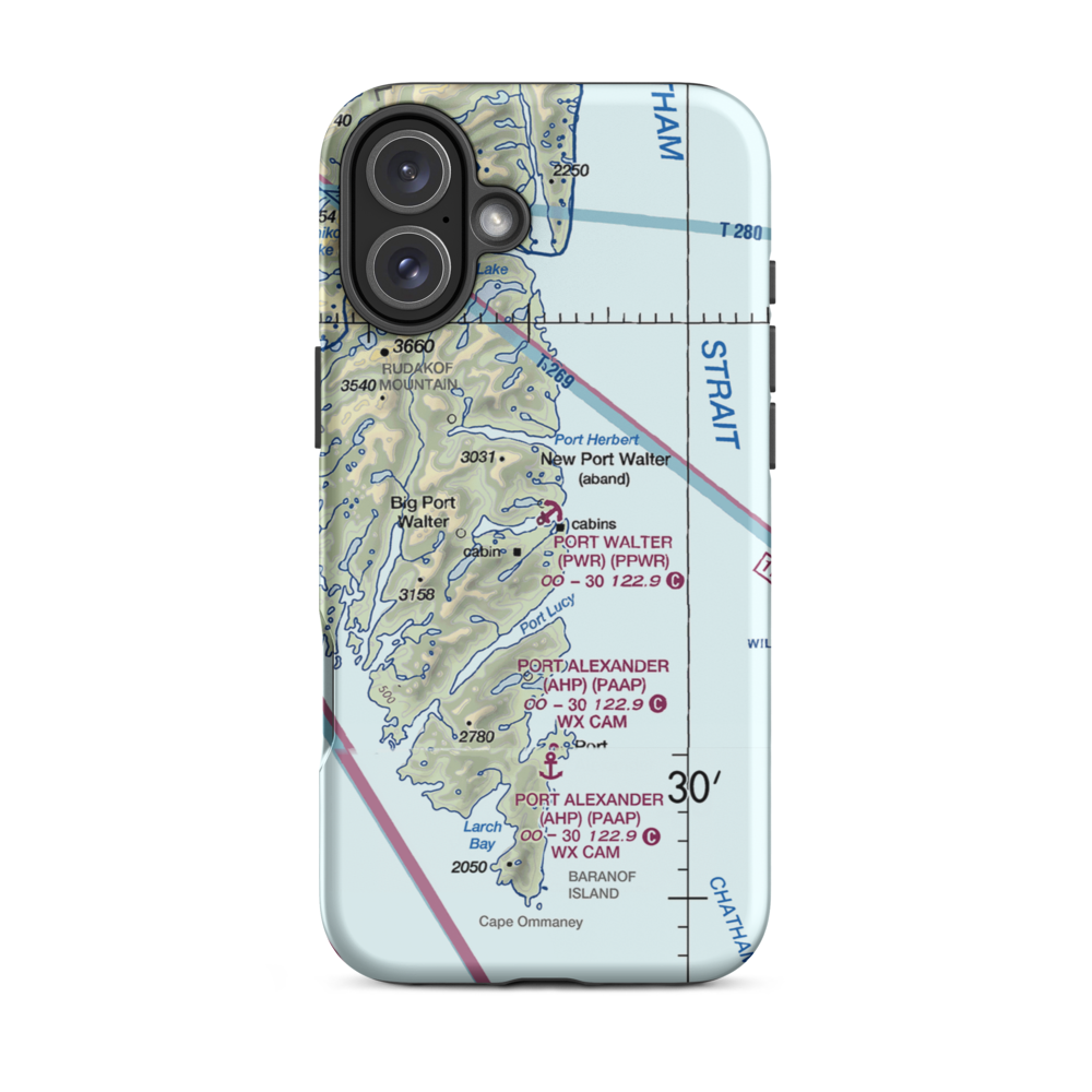 Port Walter Seaplane Base (PWR) VFR Sectional  Tough iPhone Case iPhone 16 Plus model shown