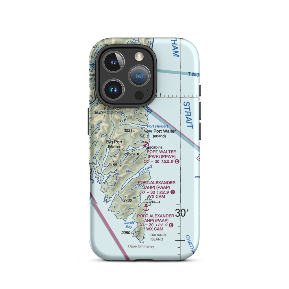 Port Walter Seaplane Base (PWR) VFR Sectional  Tough iPhone Case iPhone 16 Pro model shown
