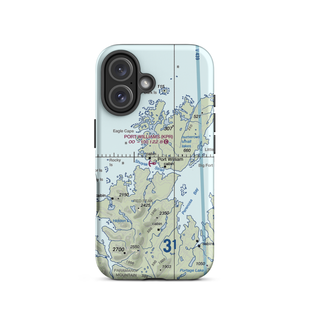 Port Williams Seaplane Base (KPR) VFR Sectional  Tough iPhone Case iPhone 16 model shown