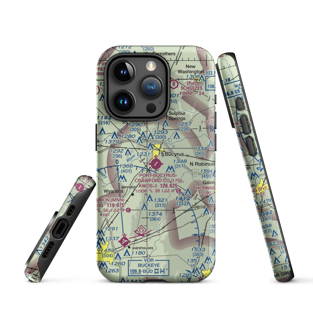 Port-Bucyrus-Crawford County Airport (17G) VFR Sectional  Tough iPhone Case iPhone 15 Pro model shown