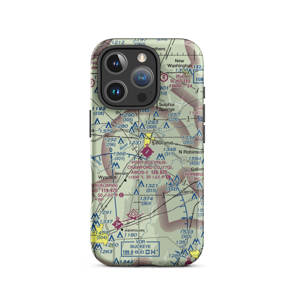 Port-Bucyrus-Crawford County Airport (17G) VFR Sectional  Tough iPhone Case iPhone 16 Pro model shown
