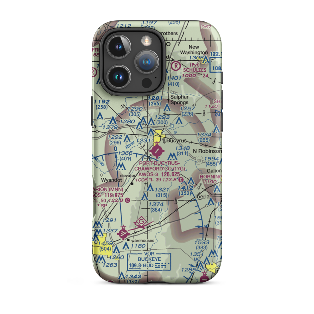 Port-Bucyrus-Crawford County Airport (17G) VFR Sectional  Tough iPhone Case iPhone 16 Pro Max model shown