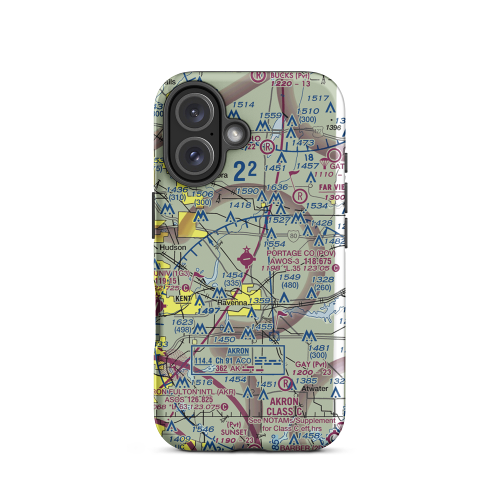 Portage County Airport (POV) VFR Sectional  Tough iPhone Case iPhone 16 model shown