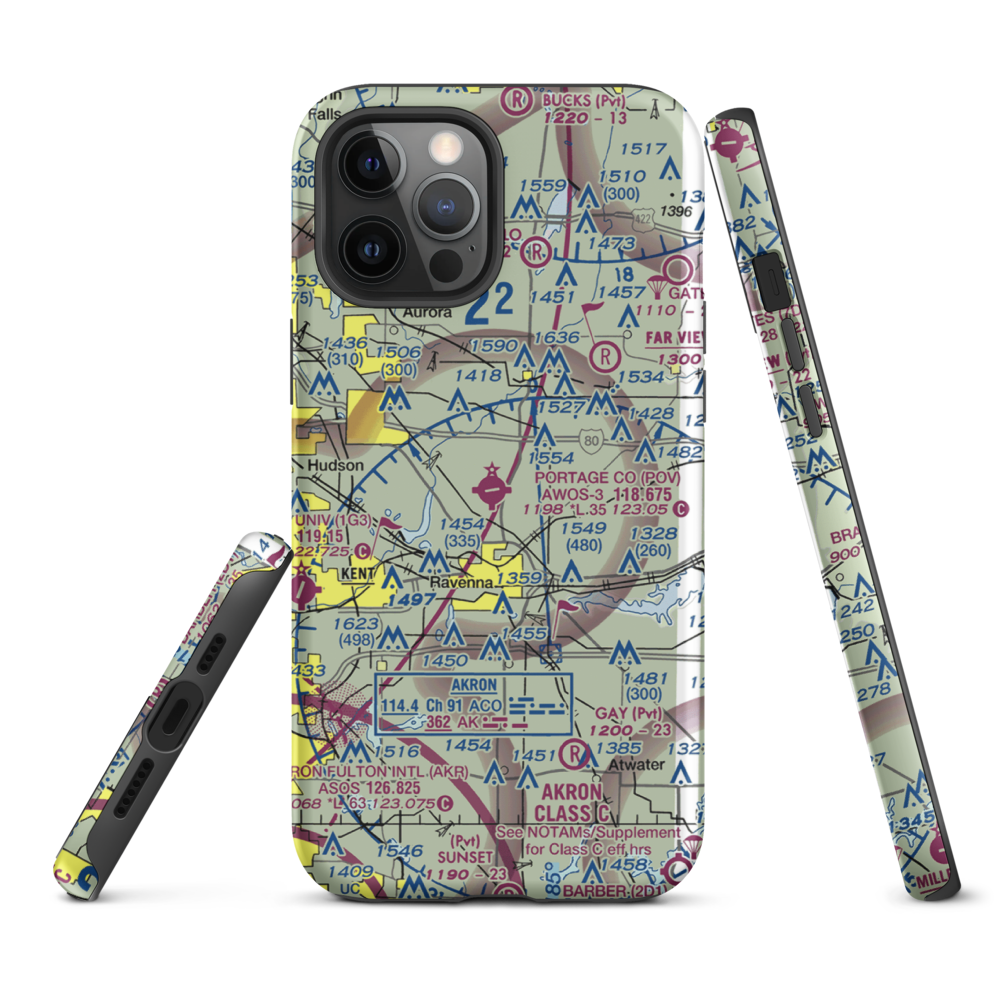 Portage County Airport (POV) VFR Sectional  Tough iPhone Case iPhone 12 Pro Max model shown