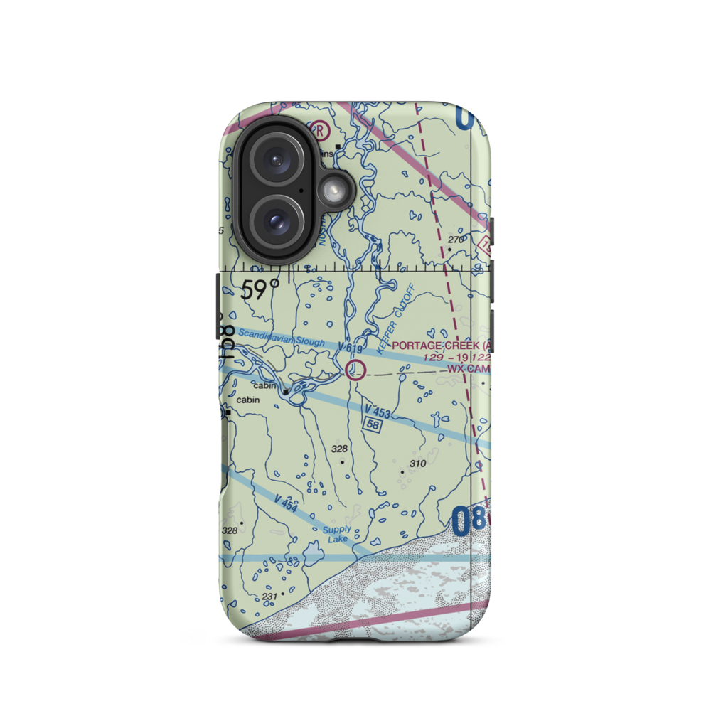 Portage Creek Airport (A14) VFR Sectional  Tough iPhone Case iPhone 16 model shown