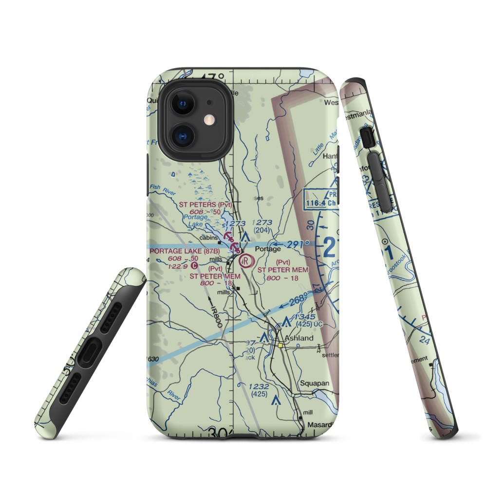 Portage Lake Municipal Seaplane Base (87B) VFR Sectional  Tough iPhone Case iPhone 11 model shown