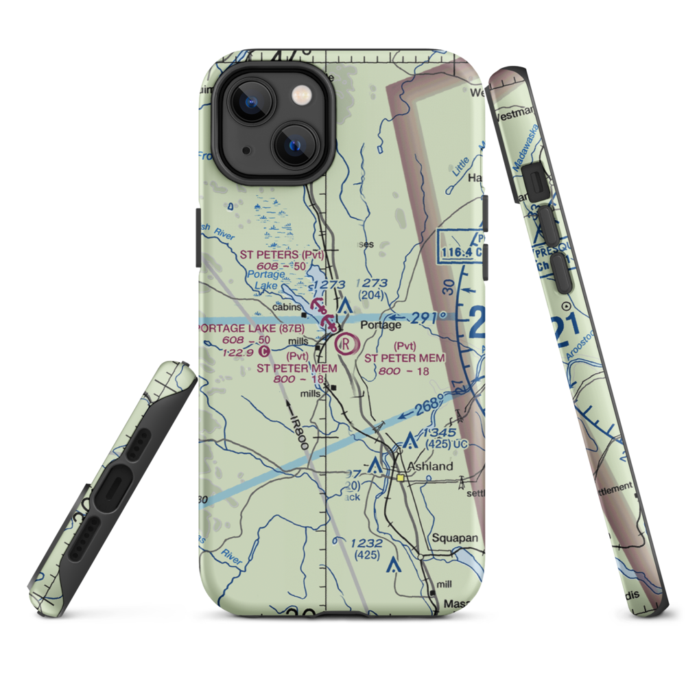 Portage Lake Municipal Seaplane Base (87B) VFR Sectional  Tough iPhone Case iPhone 14 Plus model shown