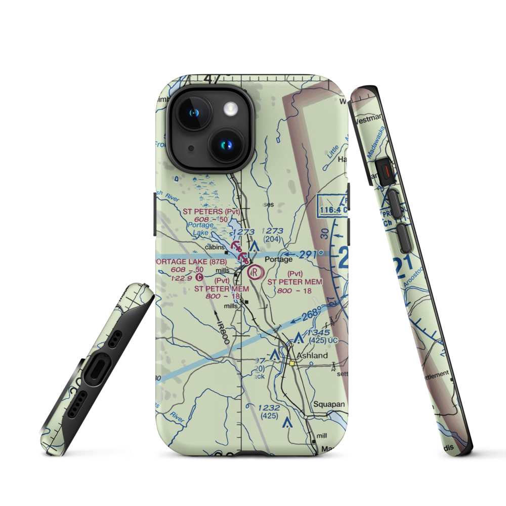Portage Lake Municipal Seaplane Base (87B) VFR Sectional  Tough iPhone Case iPhone 15 model shown