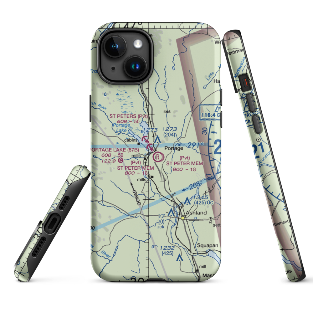 Portage Lake Municipal Seaplane Base (87B) VFR Sectional  Tough iPhone Case iPhone 15 Plus model shown