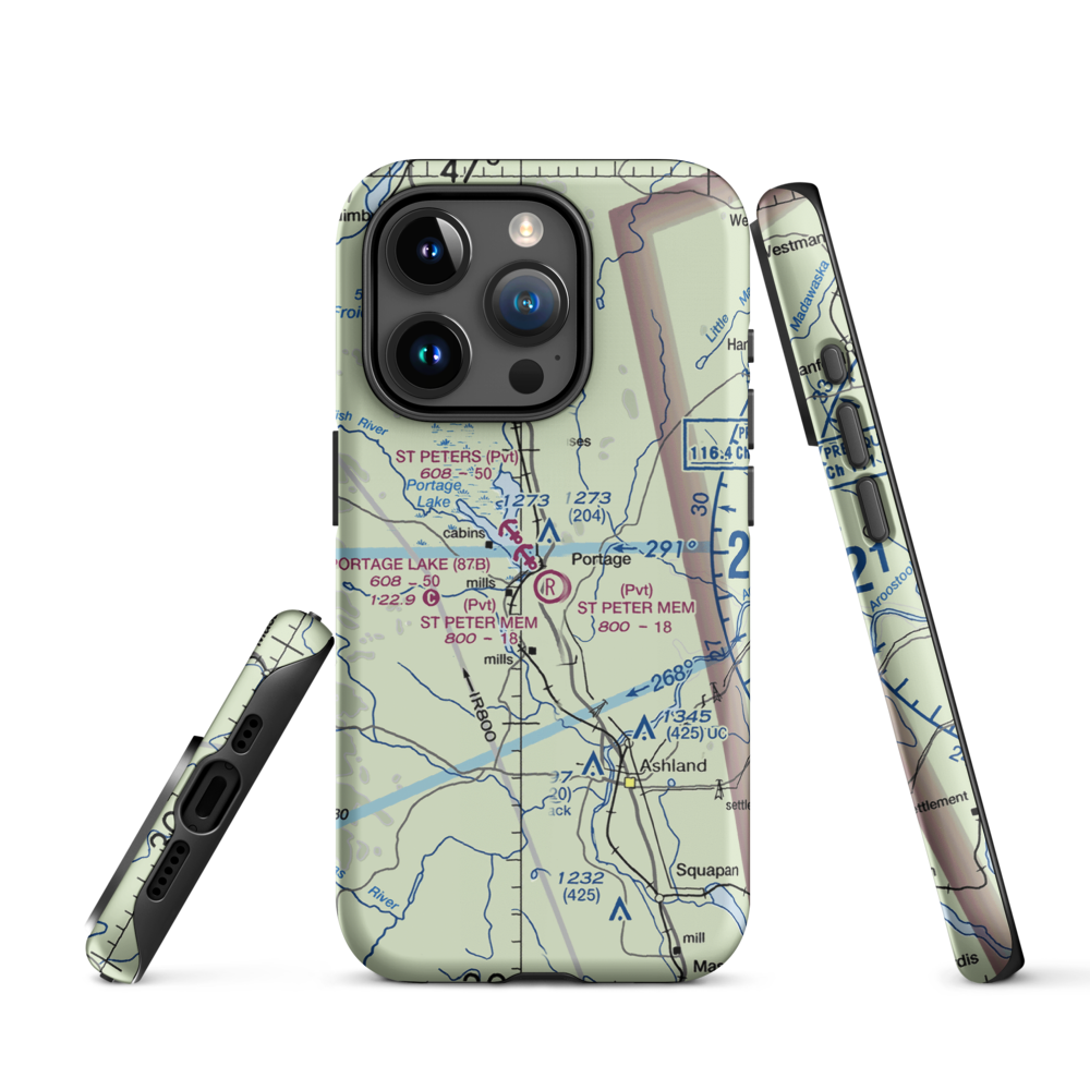 Portage Lake Municipal Seaplane Base (87B) VFR Sectional  Tough iPhone Case iPhone 15 Pro model shown