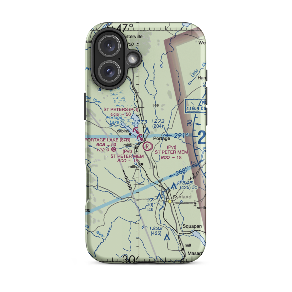 Portage Lake Municipal Seaplane Base (87B) VFR Sectional  Tough iPhone Case iPhone 16 Plus model shown