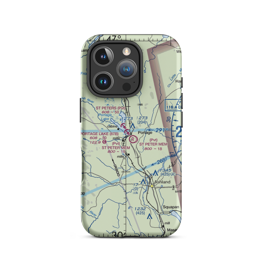 Portage Lake Municipal Seaplane Base (87B) VFR Sectional  Tough iPhone Case iPhone 16 Pro model shown