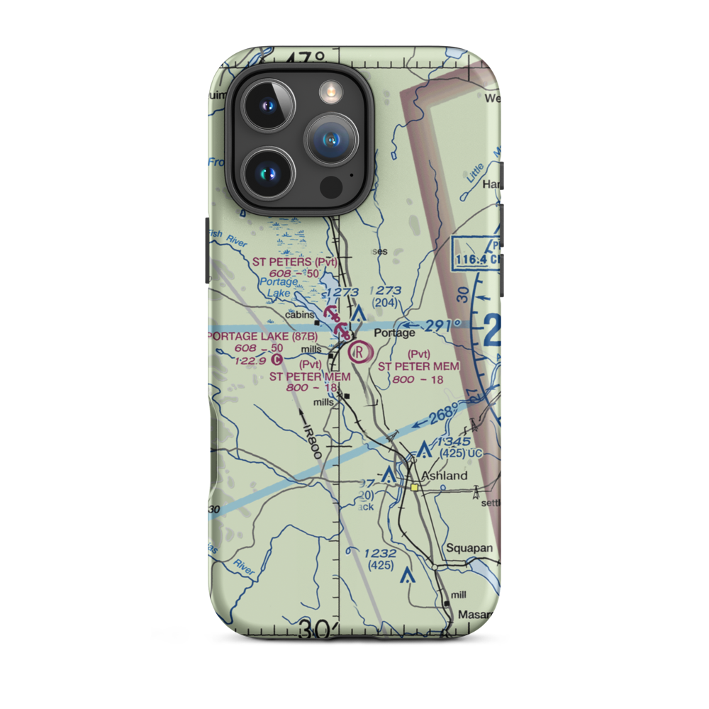 Portage Lake Municipal Seaplane Base (87B) VFR Sectional  Tough iPhone Case iPhone 16 Pro Max model shown