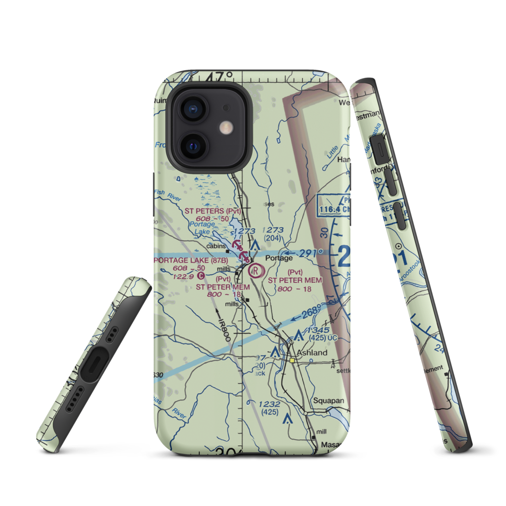 Portage Lake Municipal Seaplane Base (87B) VFR Sectional  Tough iPhone Case iPhone 12 model shown