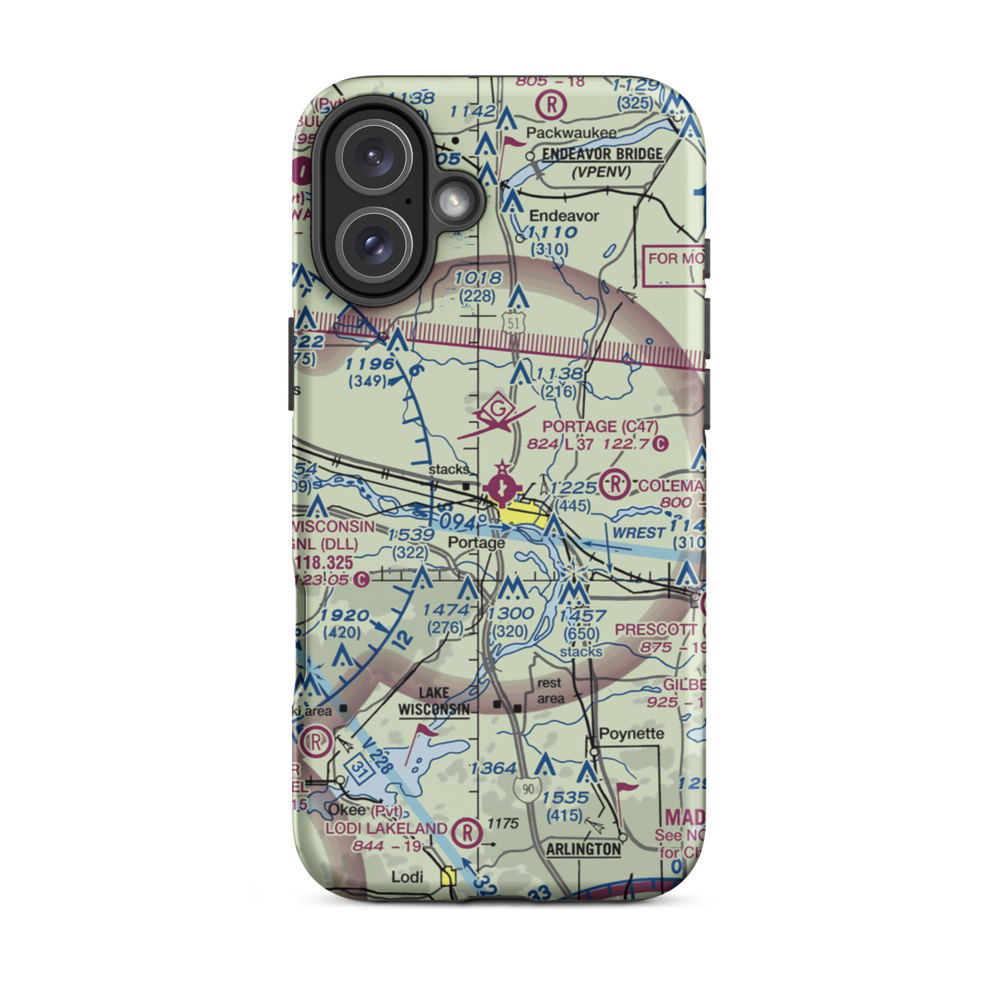 Portage Municipal Airport (C47) VFR Sectional  Tough iPhone Case iPhone 16 Plus model shown