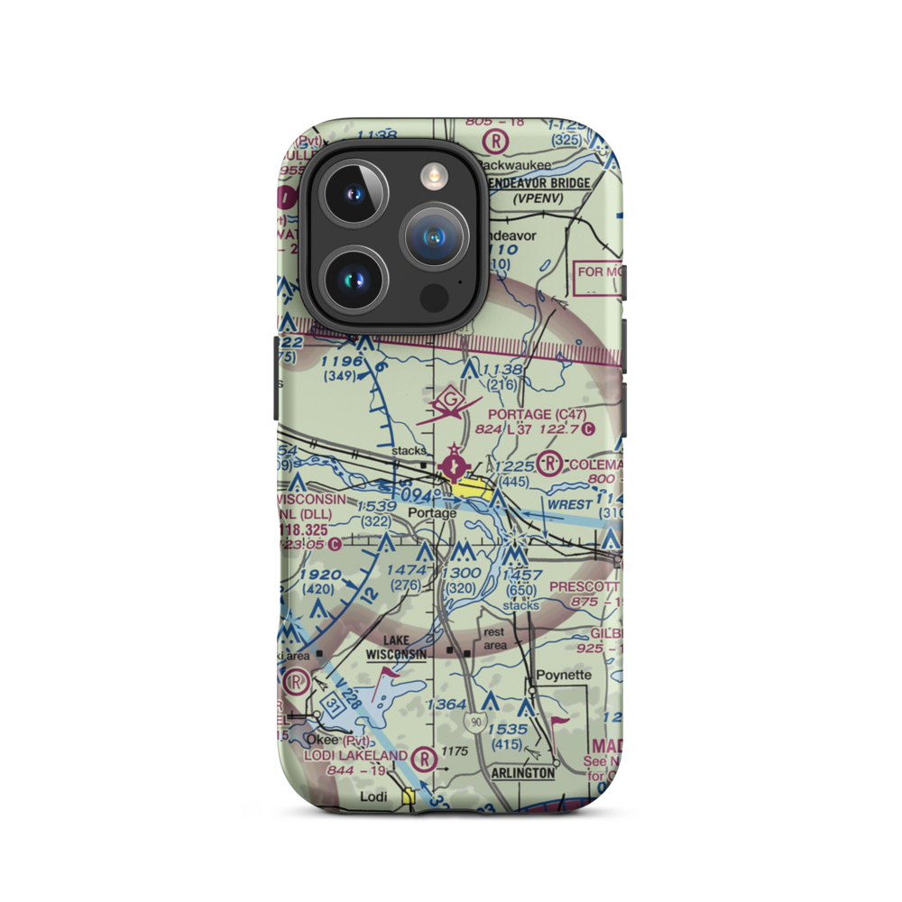 Portage Municipal Airport (C47) VFR Sectional  Tough iPhone Case iPhone 16 Pro model shown