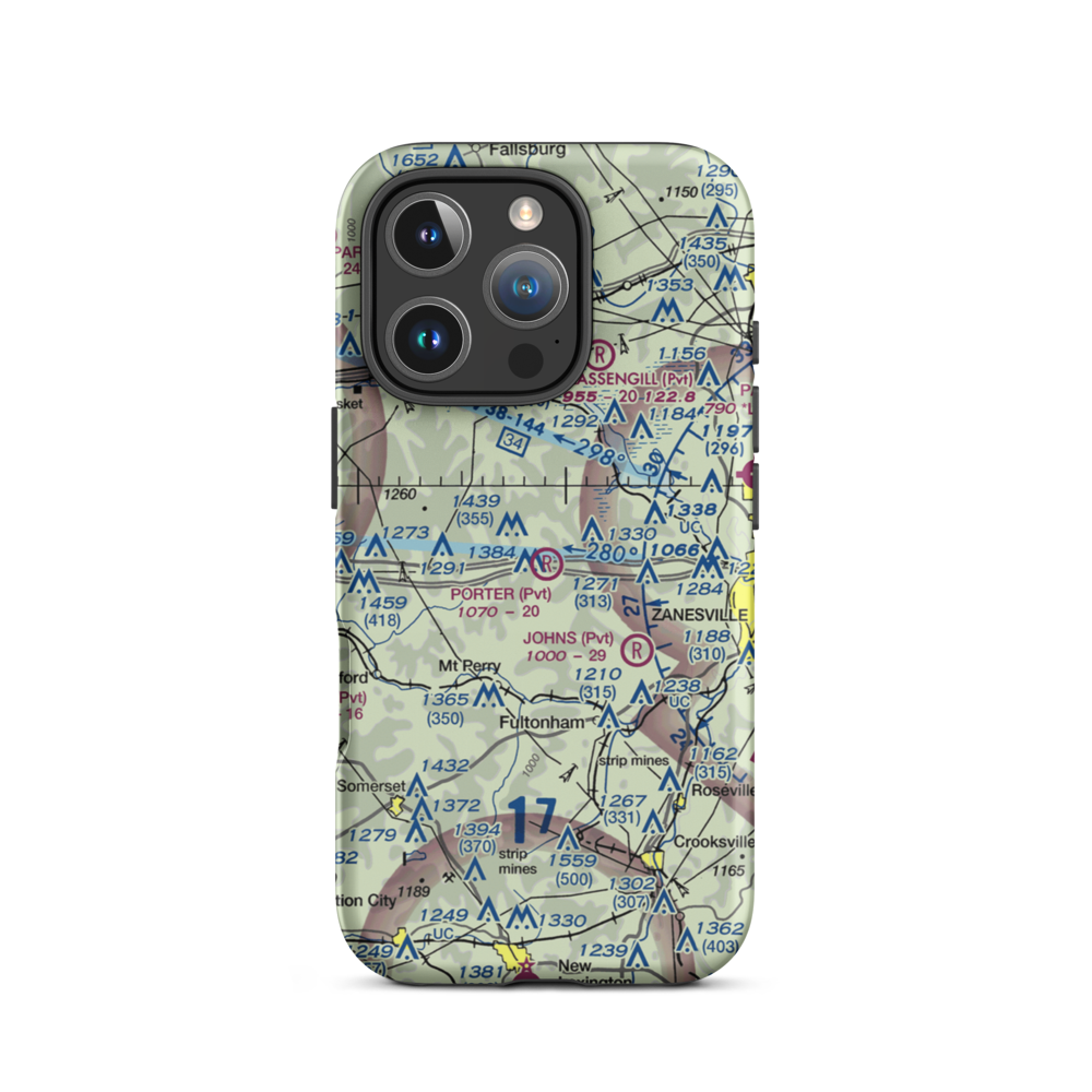 Porter Airport (OH92) VFR Sectional  Tough iPhone Case iPhone 16 Pro model shown