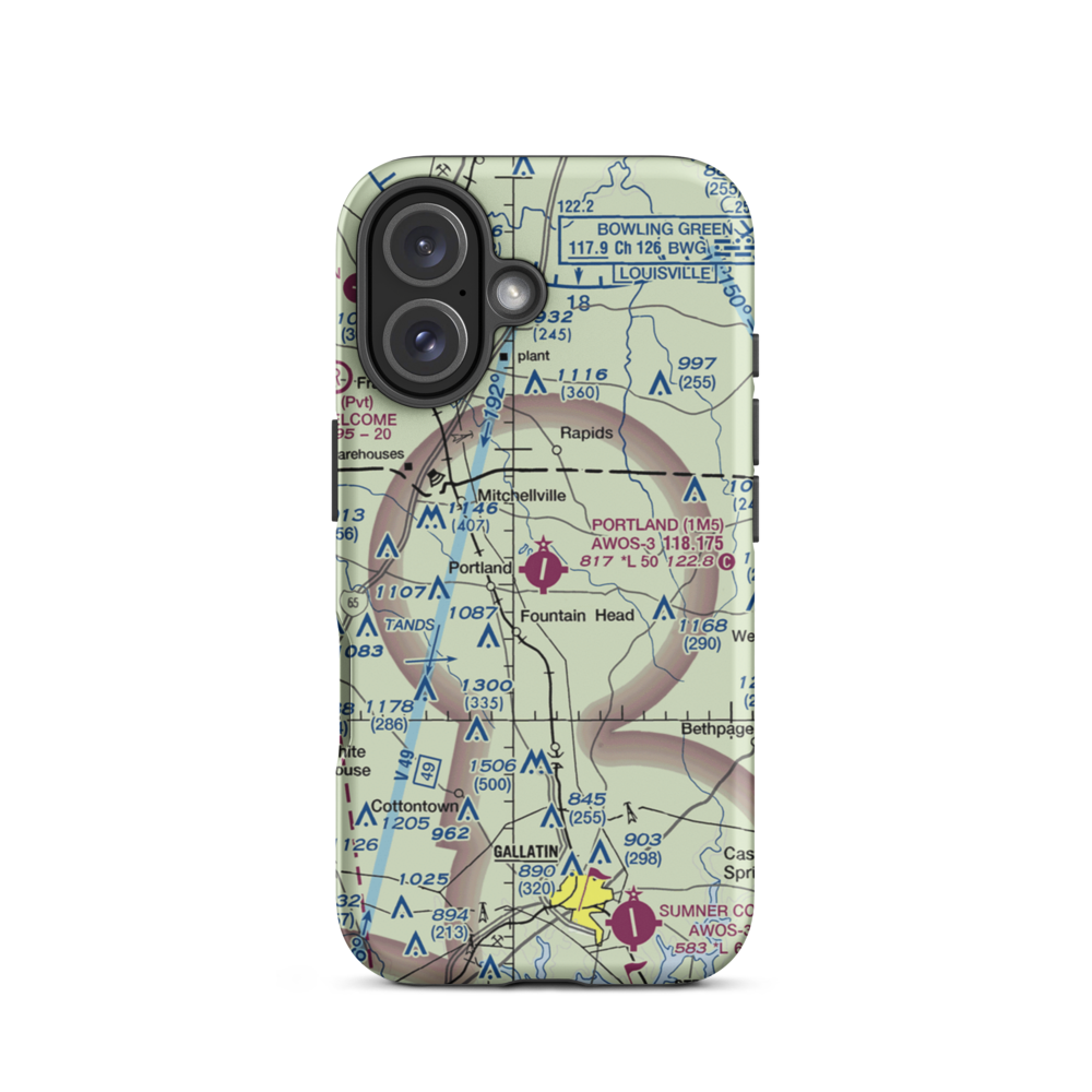 Portland Municipal Airport (1M5) VFR Sectional  Tough iPhone Case iPhone 16 model shown