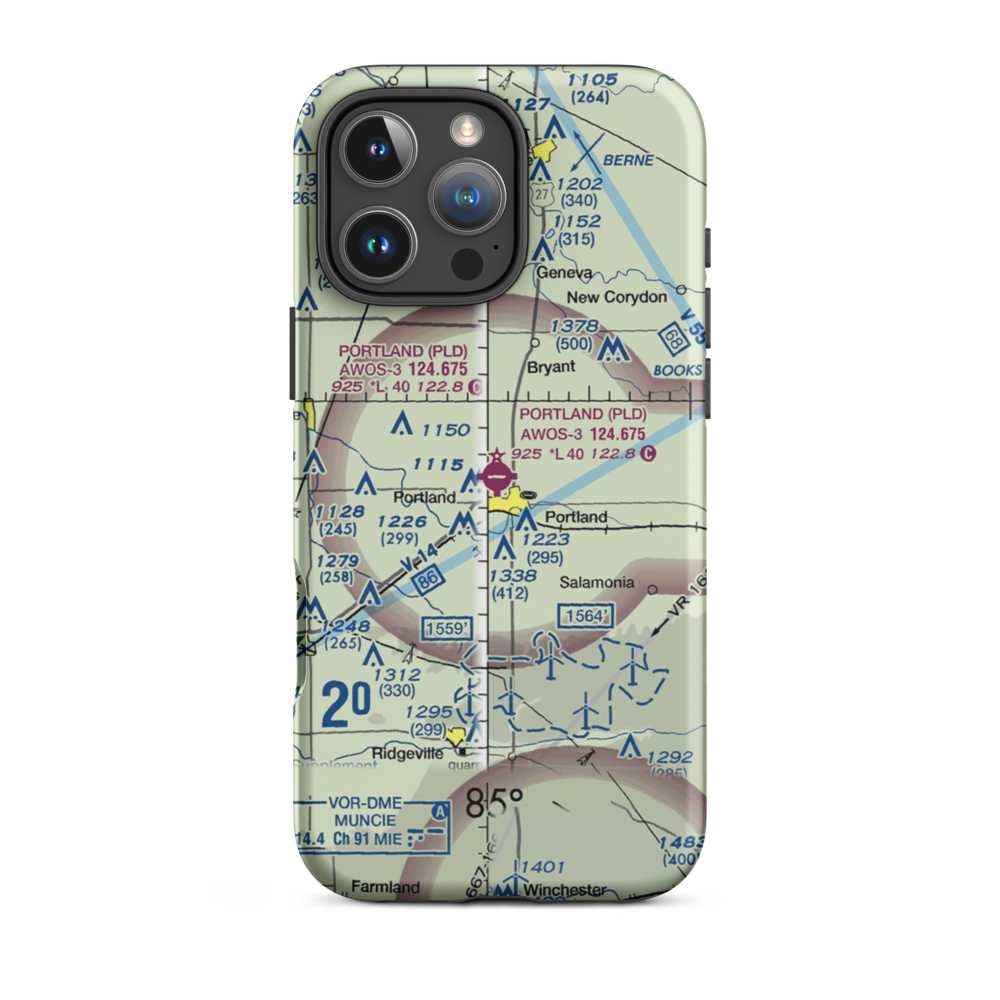 Portland Municipal Airport (PLD) VFR Sectional  Tough iPhone Case iPhone 16 Pro Max model shown