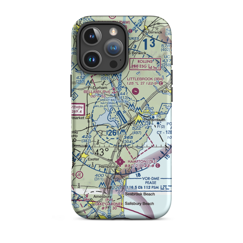 Portsmouth International at Pease Airport (PSM) VFR Sectional  Tough iPhone Case iPhone 16 Pro Max model shown