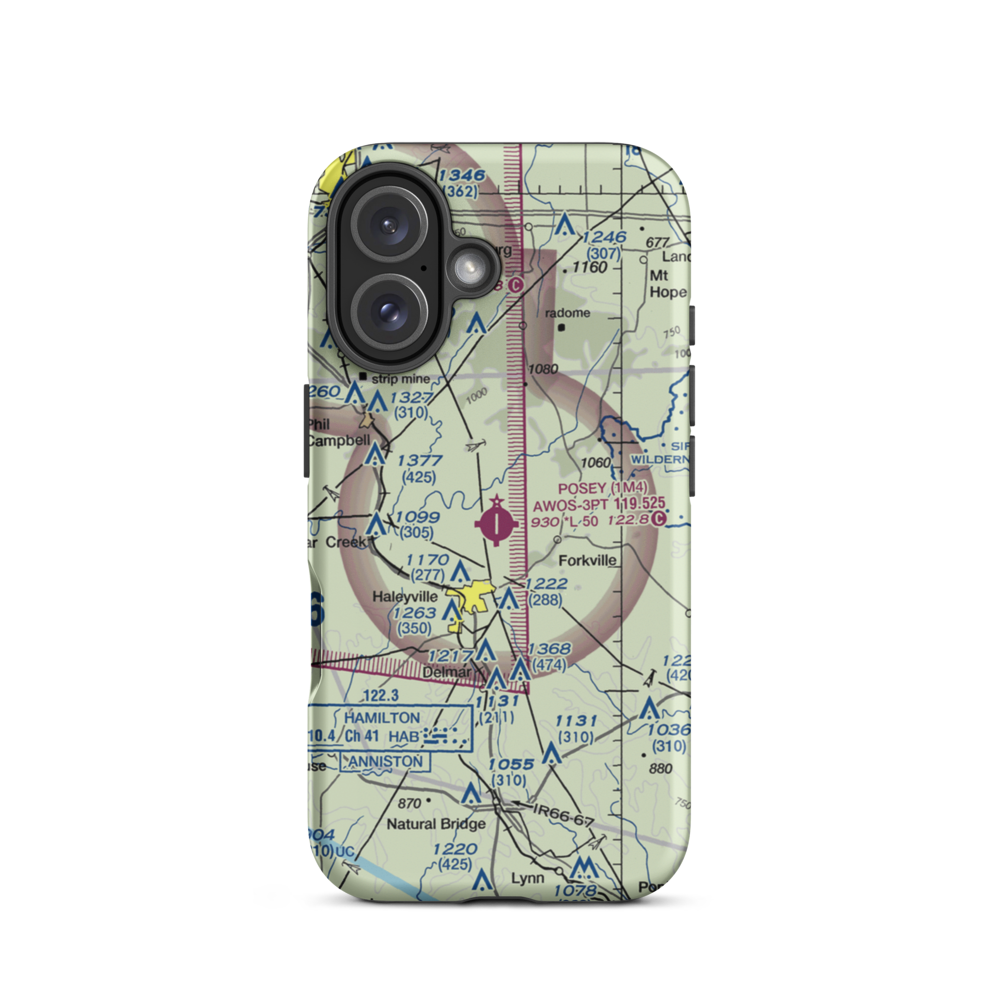 Posey Field (1M4) VFR Sectional  Tough iPhone Case iPhone 16 model shown