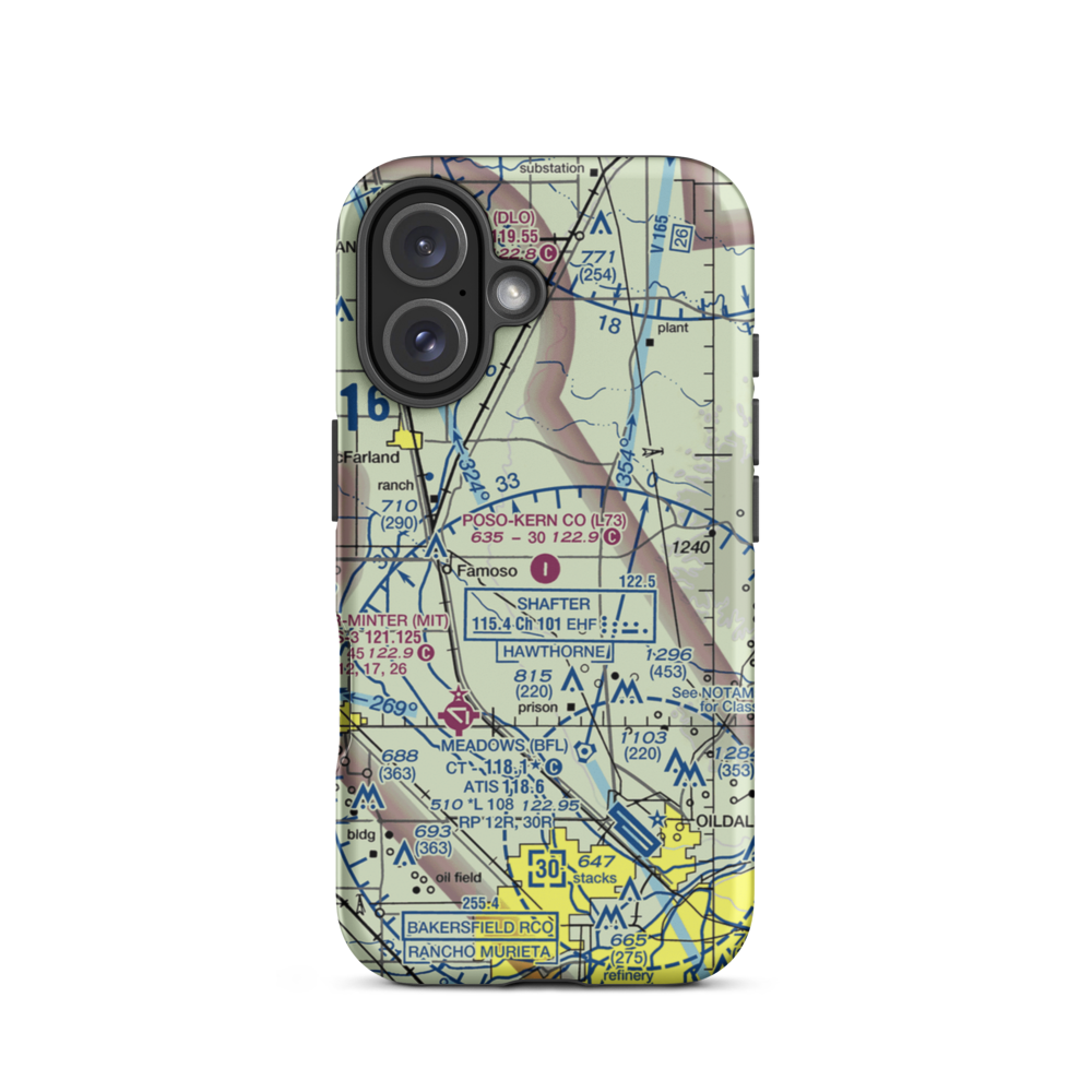 Poso Kern County Airport (L73) VFR Sectional  Tough iPhone Case iPhone 16 model shown