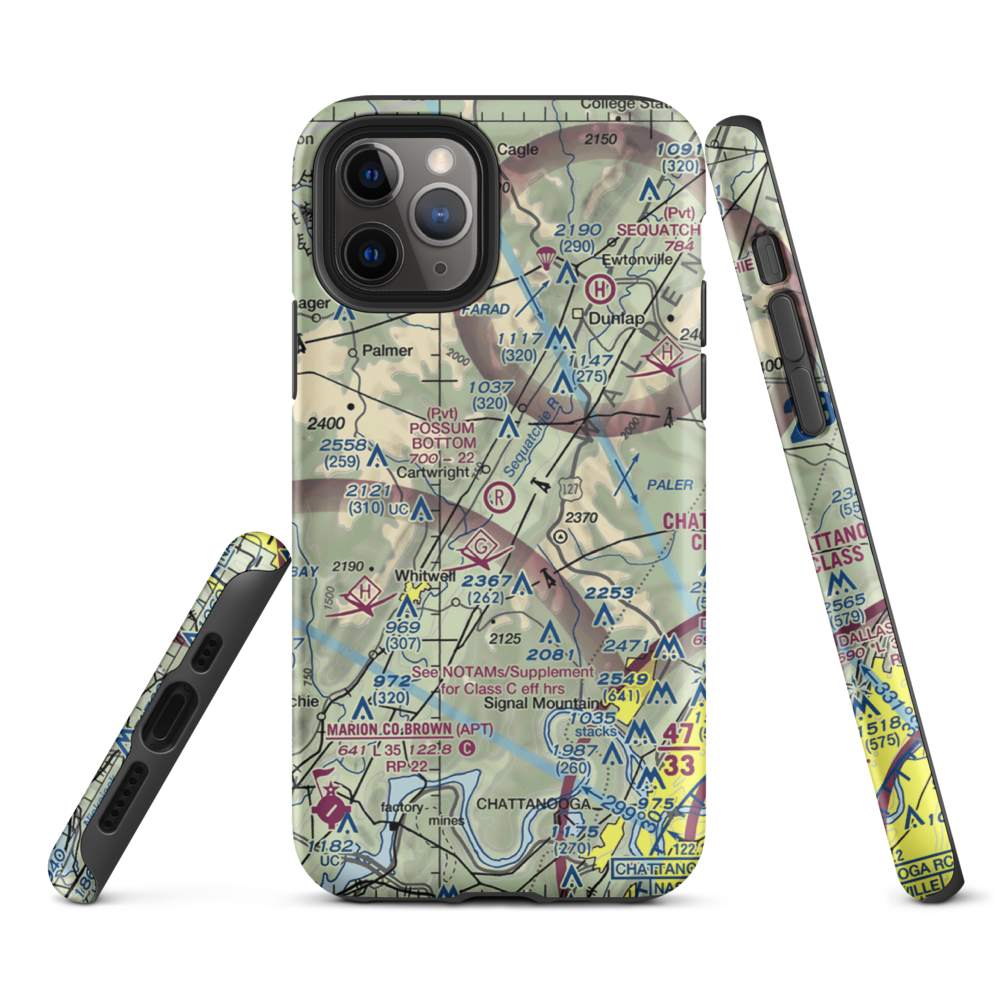 Possum Bottom Airport (TN89) VFR Sectional  Tough iPhone Case iPhone 11 Pro model shown