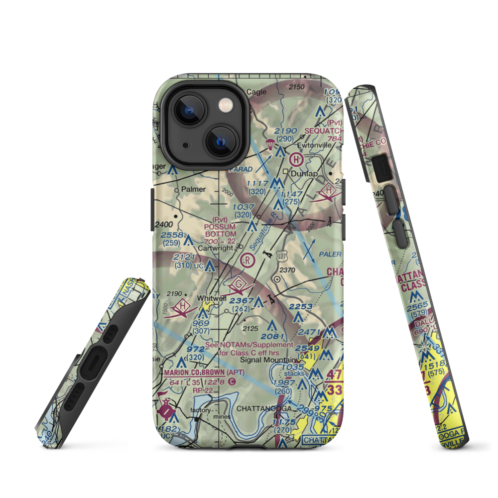 Possum Bottom Airport (TN89) VFR Sectional  Tough iPhone Case iPhone 14 model shown
