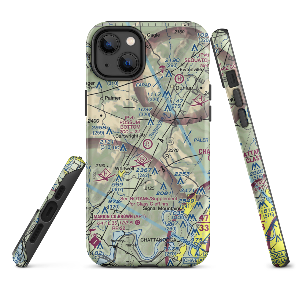 Possum Bottom Airport (TN89) VFR Sectional  Tough iPhone Case iPhone 14 Plus model shown