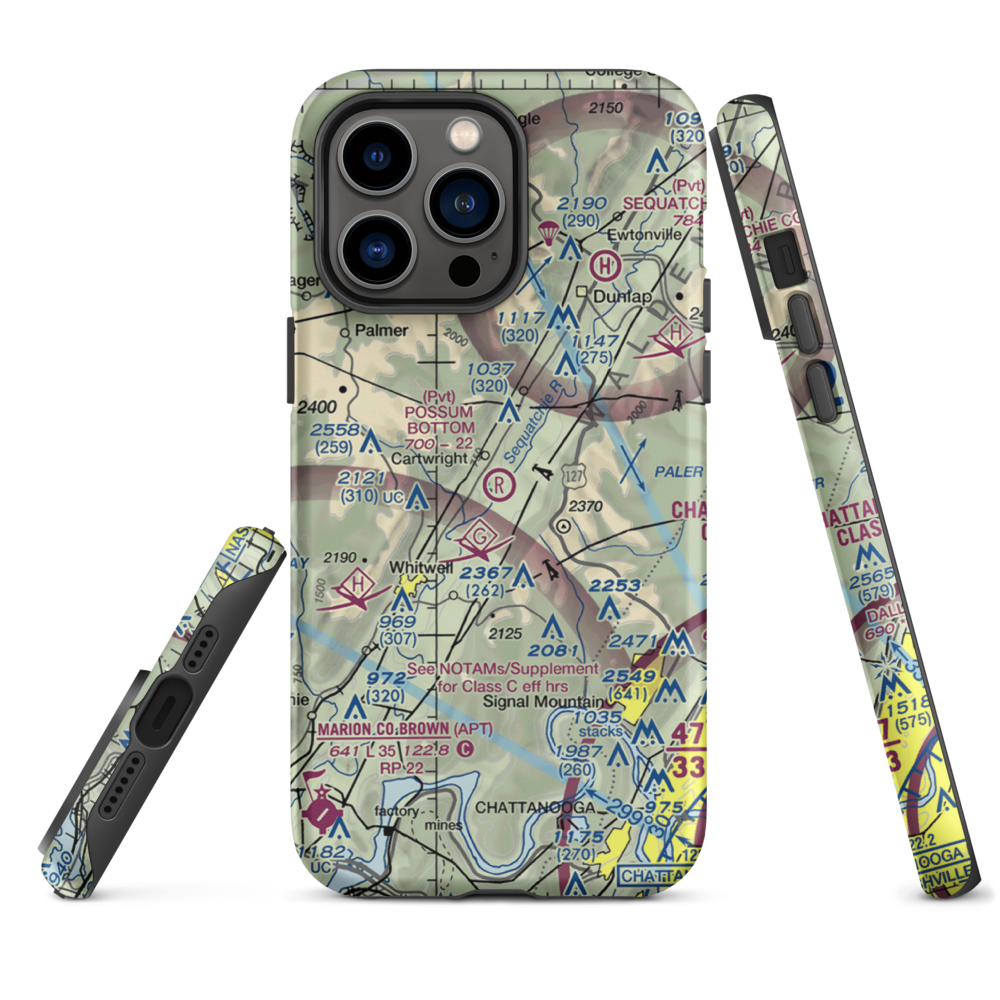 Possum Bottom Airport (TN89) VFR Sectional  Tough iPhone Case iPhone 14 Pro Max model shown