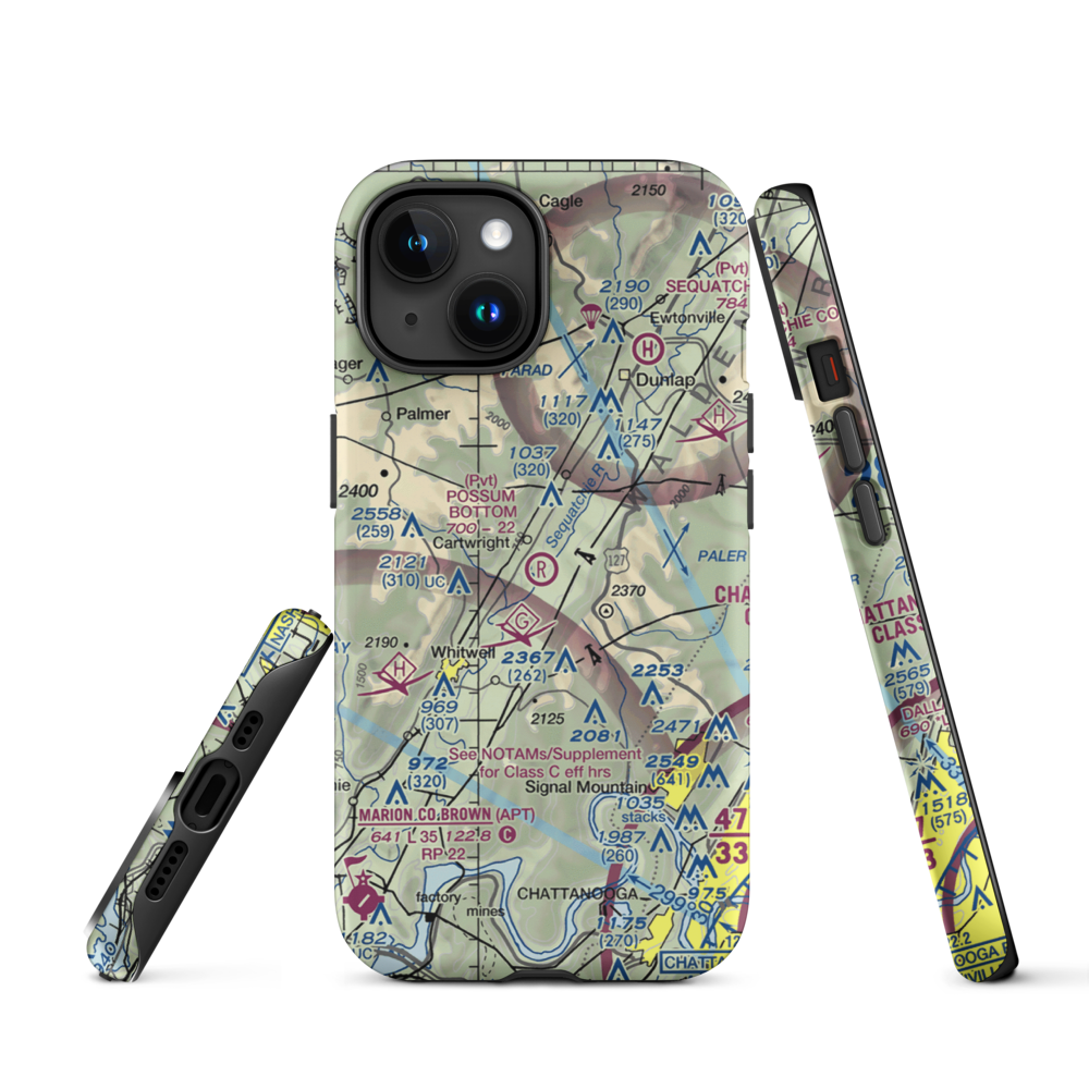 Possum Bottom Airport (TN89) VFR Sectional  Tough iPhone Case iPhone 15 model shown