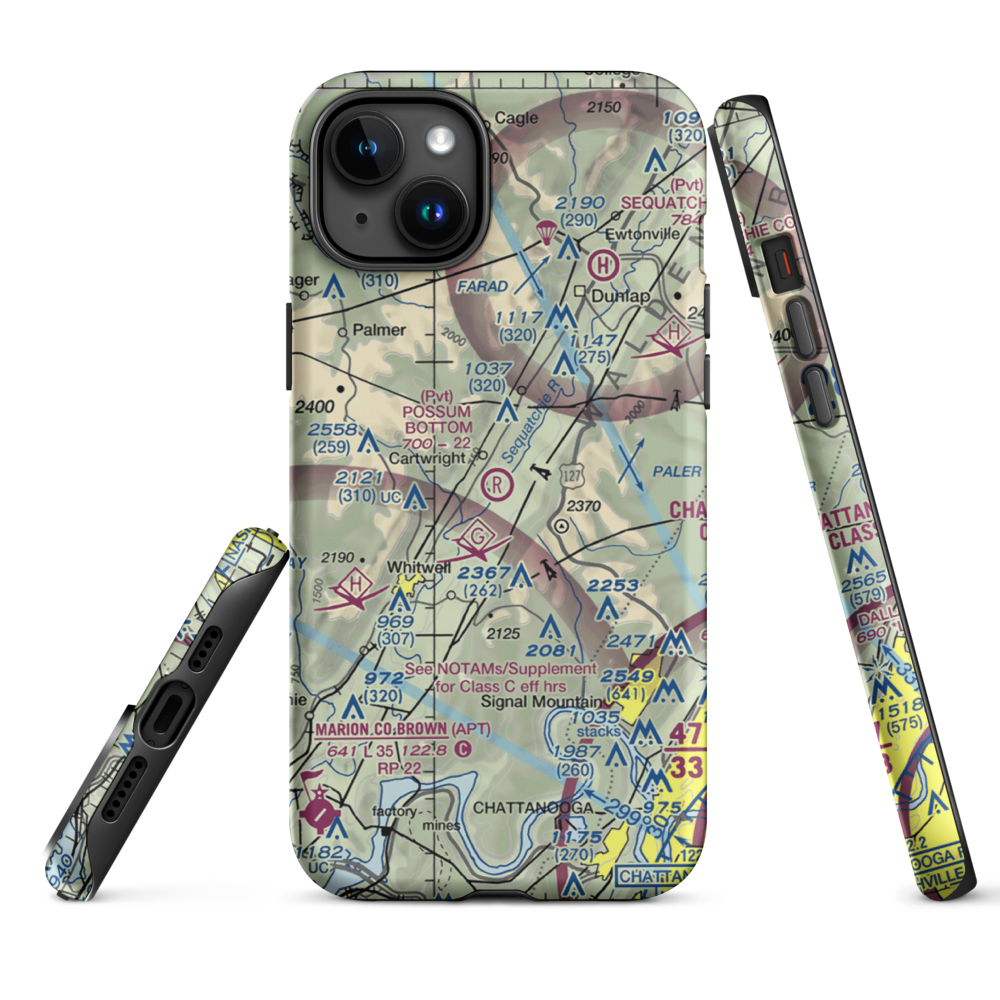 Possum Bottom Airport (TN89) VFR Sectional  Tough iPhone Case iPhone 15 Plus model shown