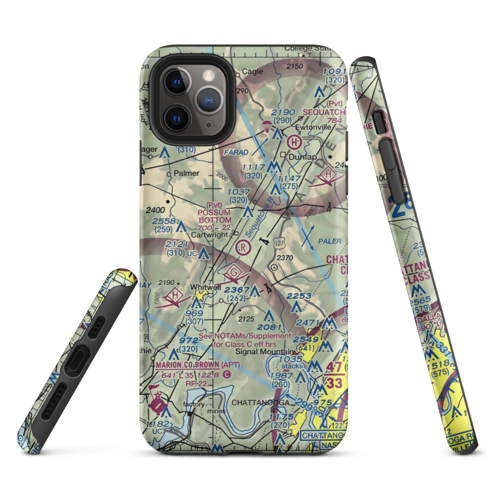 Possum Bottom Airport (TN89) VFR Sectional  Tough iPhone Case iPhone 11 Pro Max model shown