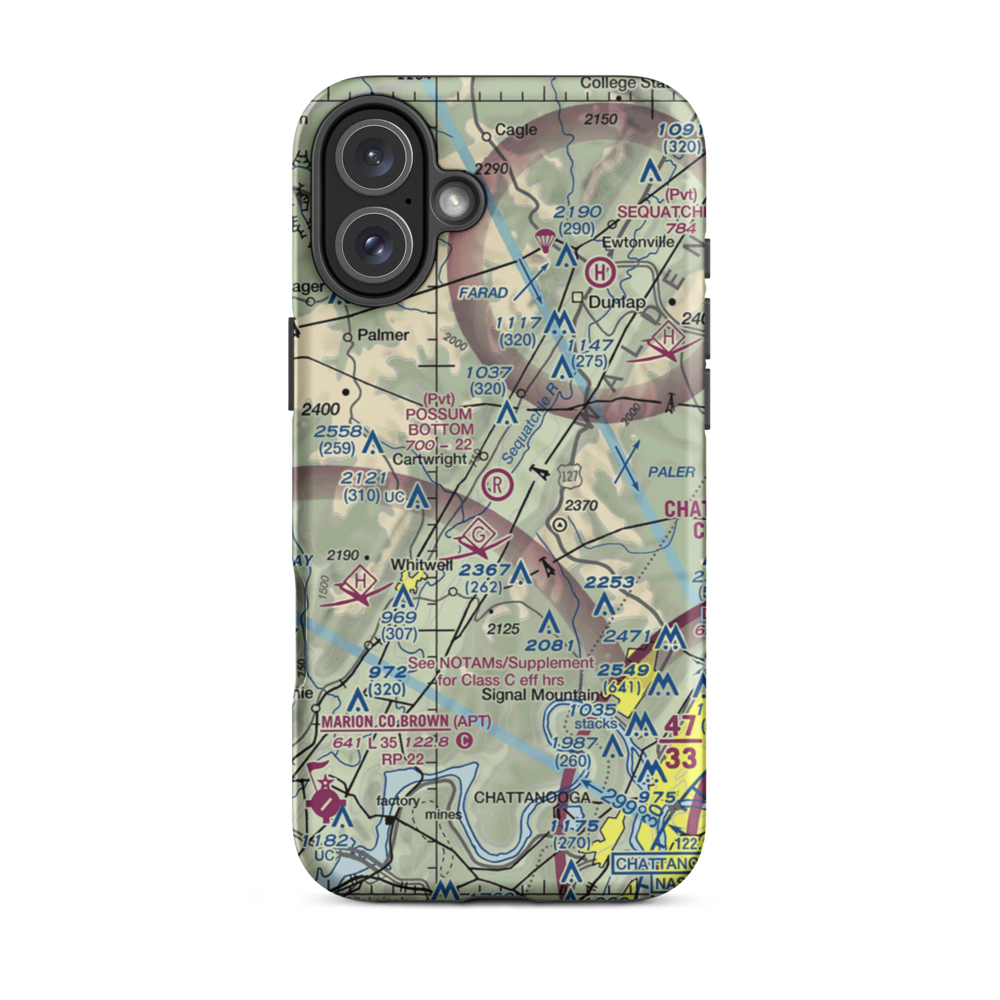 Possum Bottom Airport (TN89) VFR Sectional  Tough iPhone Case iPhone 16 Plus model shown