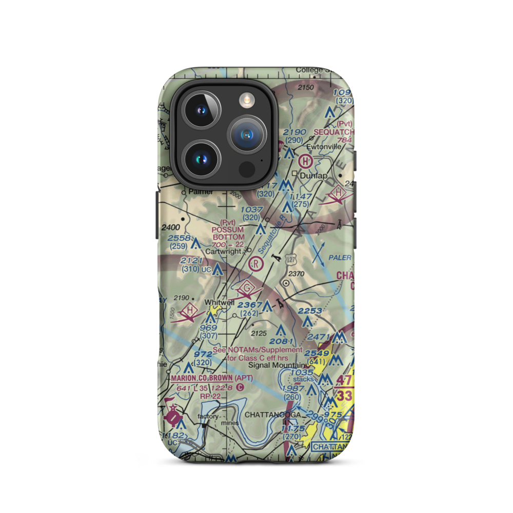 Possum Bottom Airport (TN89) VFR Sectional  Tough iPhone Case iPhone 16 Pro model shown