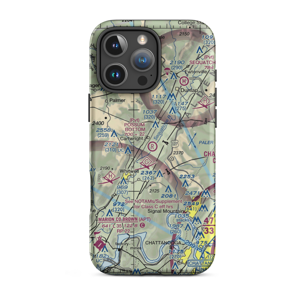 Possum Bottom Airport (TN89) VFR Sectional  Tough iPhone Case iPhone 16 Pro Max model shown
