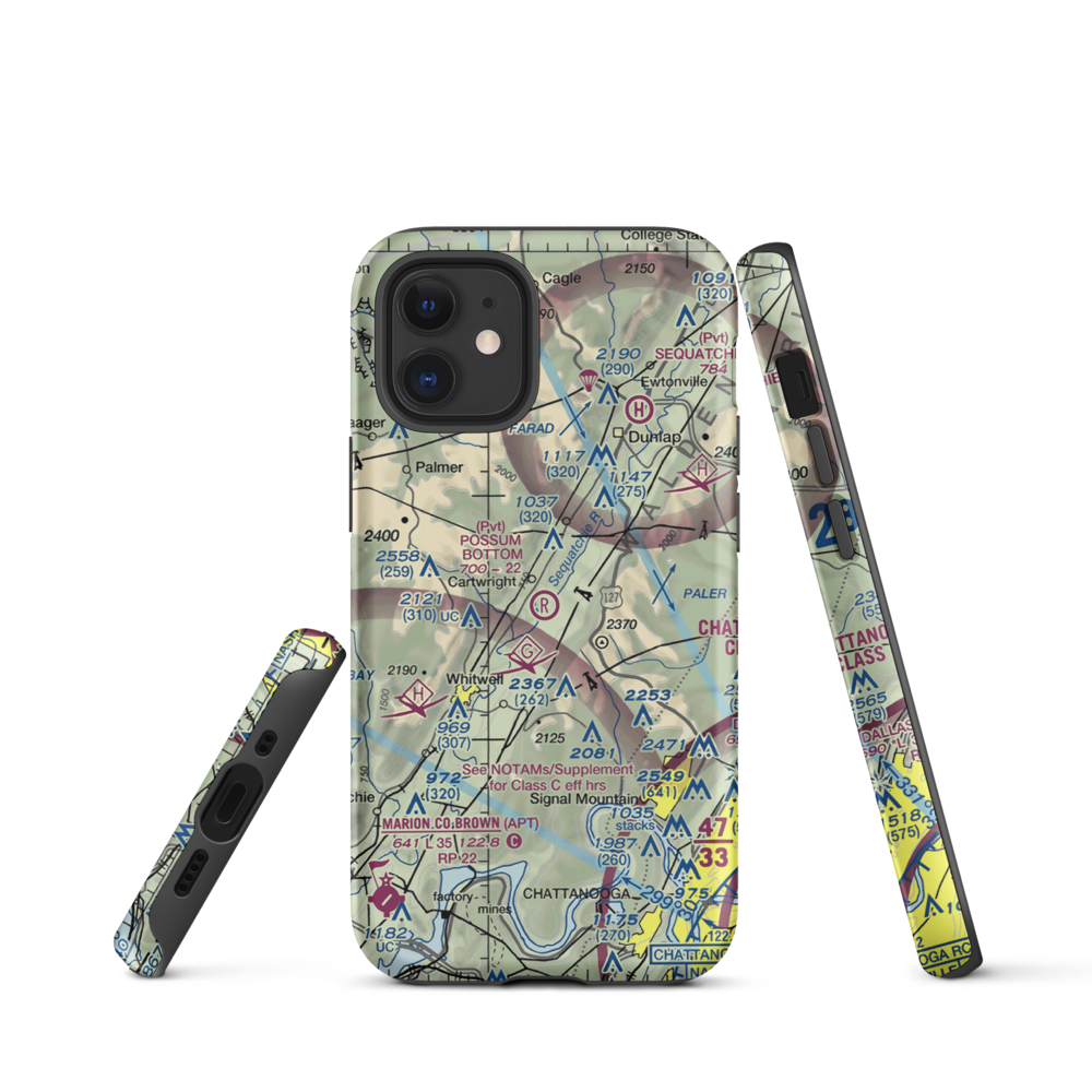 Possum Bottom Airport (TN89) VFR Sectional  Tough iPhone Case iPhone 12 mini model shown