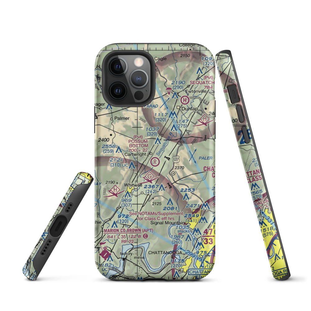 Possum Bottom Airport (TN89) VFR Sectional  Tough iPhone Case iPhone 12 Pro model shown