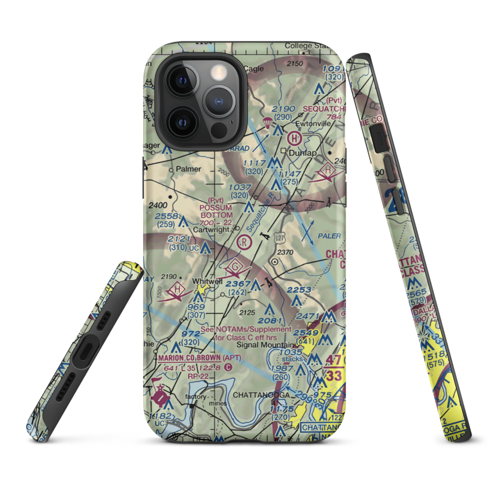 Possum Bottom Airport (TN89) VFR Sectional  Tough iPhone Case iPhone 12 Pro Max model shown