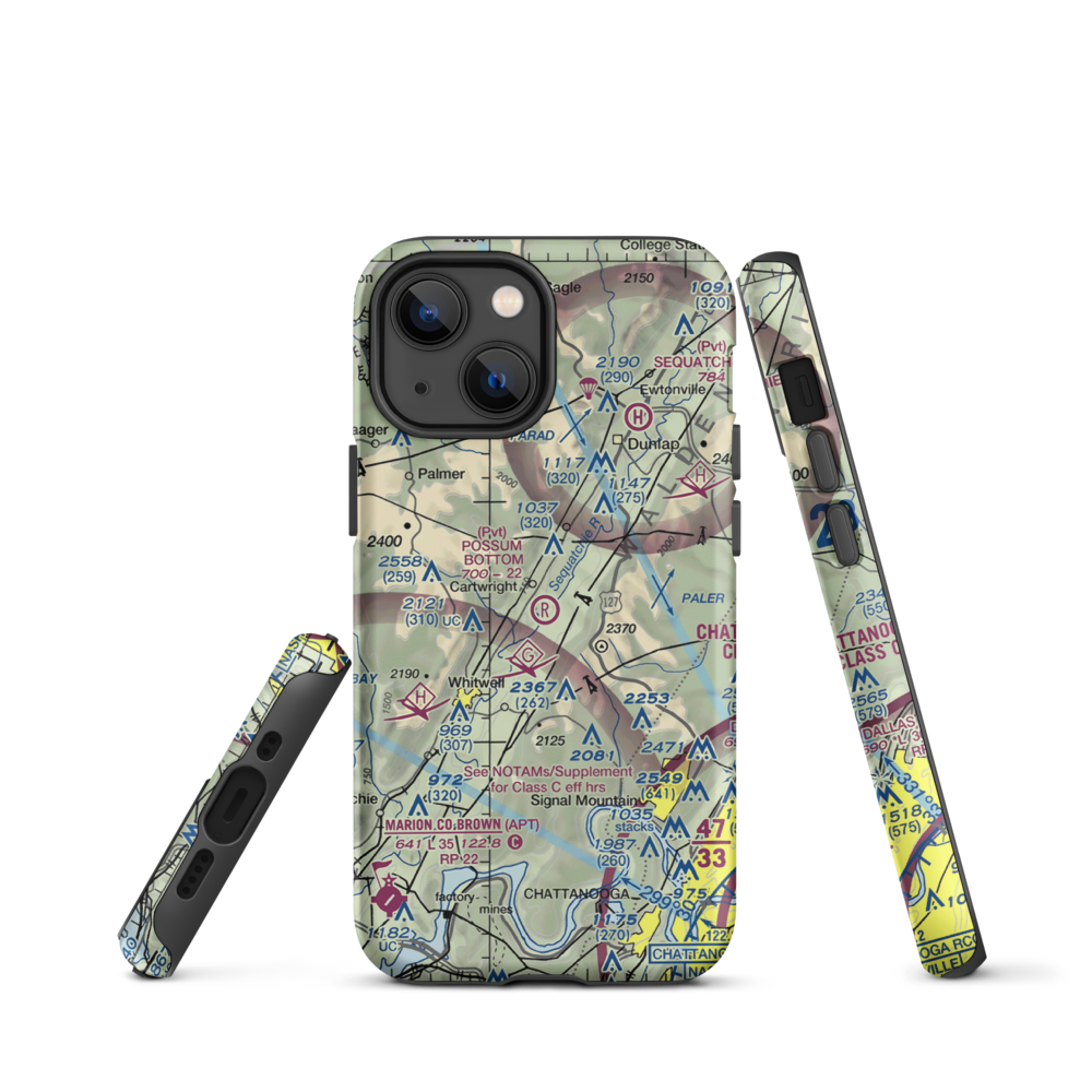 Possum Bottom Airport (TN89) VFR Sectional  Tough iPhone Case iPhone 13 mini model shown