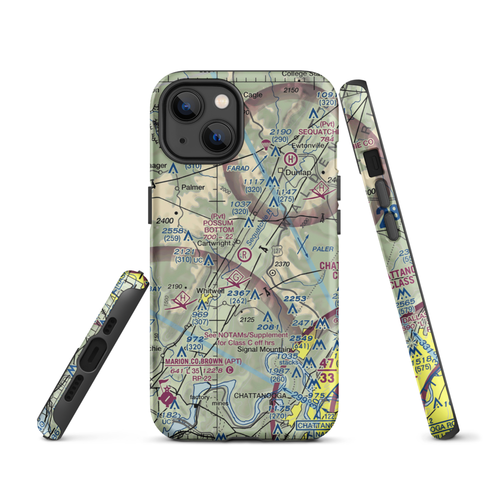 Possum Bottom Airport (TN89) VFR Sectional  Tough iPhone Case iPhone 13 model shown