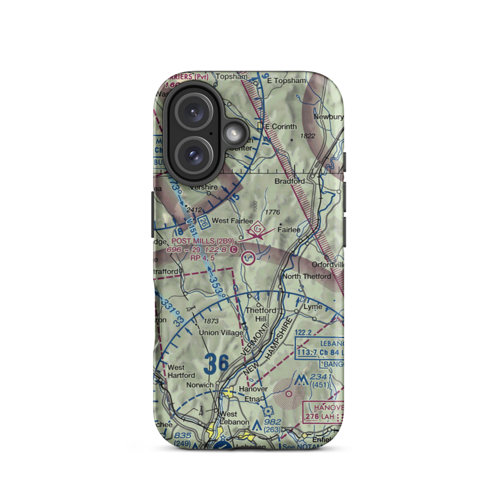 Post Mills Airport (2B9) VFR Sectional  Tough iPhone Case iPhone 16 model shown