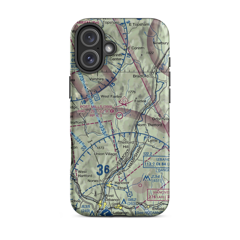 Post Mills Airport (2B9) VFR Sectional  Tough iPhone Case iPhone 16 Plus model shown