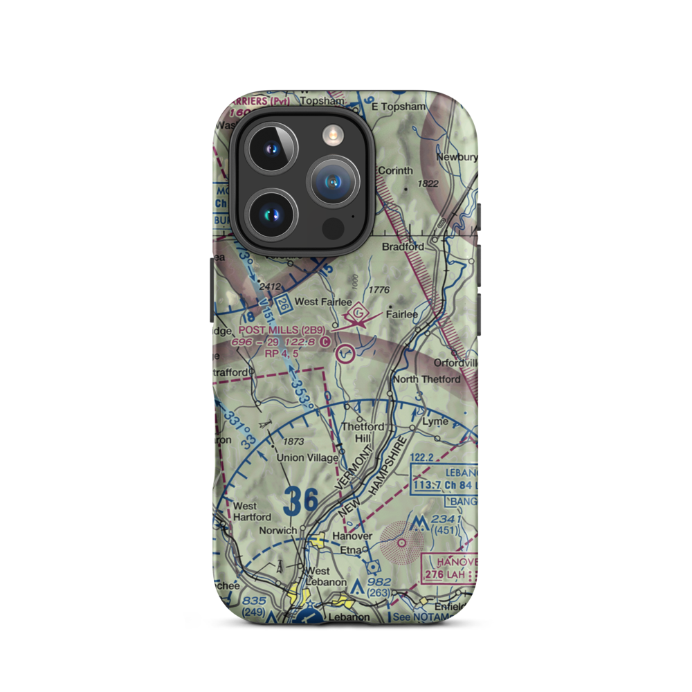 Post Mills Airport (2B9) VFR Sectional  Tough iPhone Case iPhone 16 Pro model shown