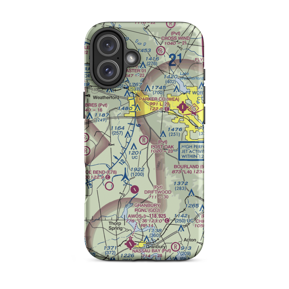 Post Oak Airfield (TA19) VFR Sectional  Tough iPhone Case iPhone 16 Plus model shown
