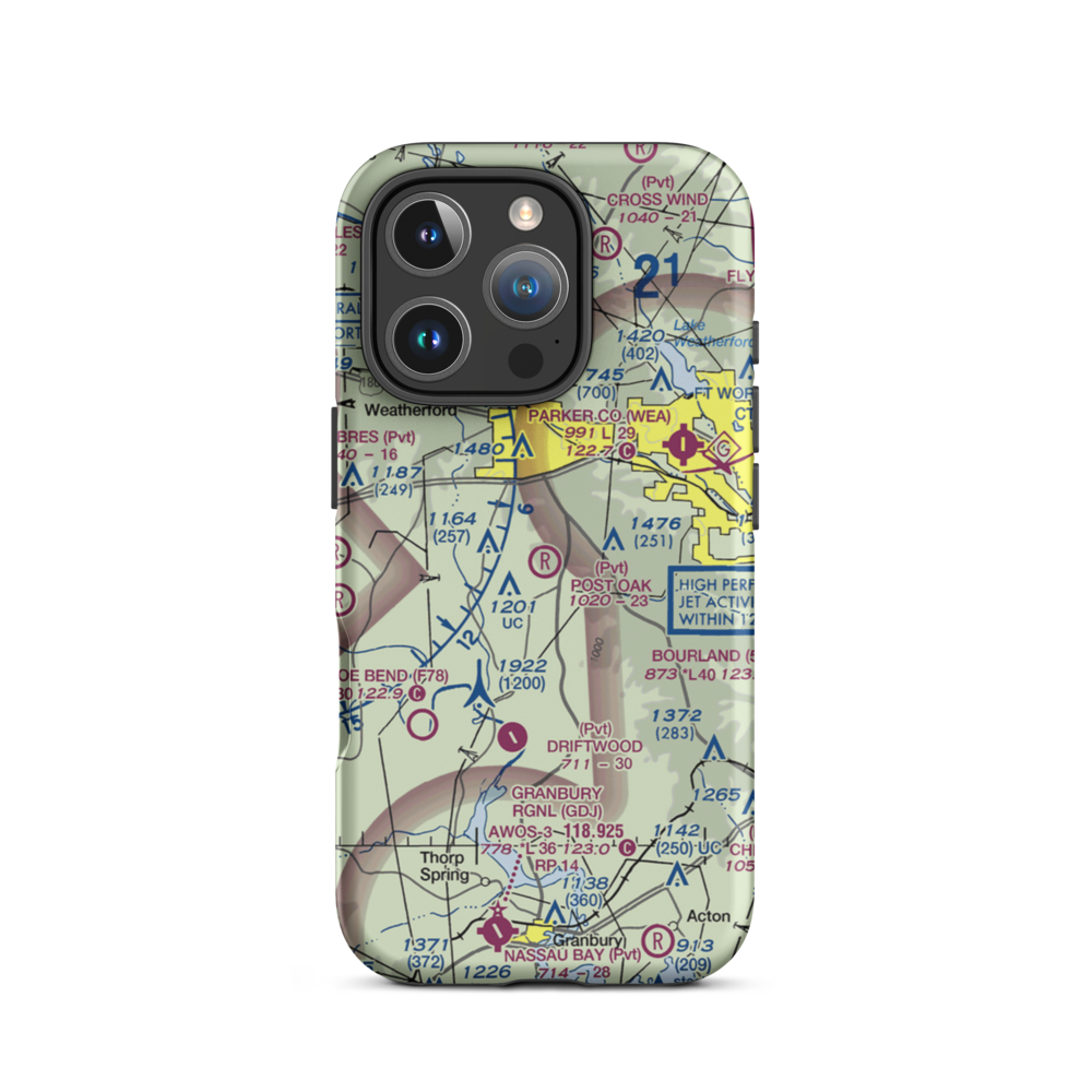 Post Oak Airfield (TA19) VFR Sectional  Tough iPhone Case iPhone 16 Pro model shown