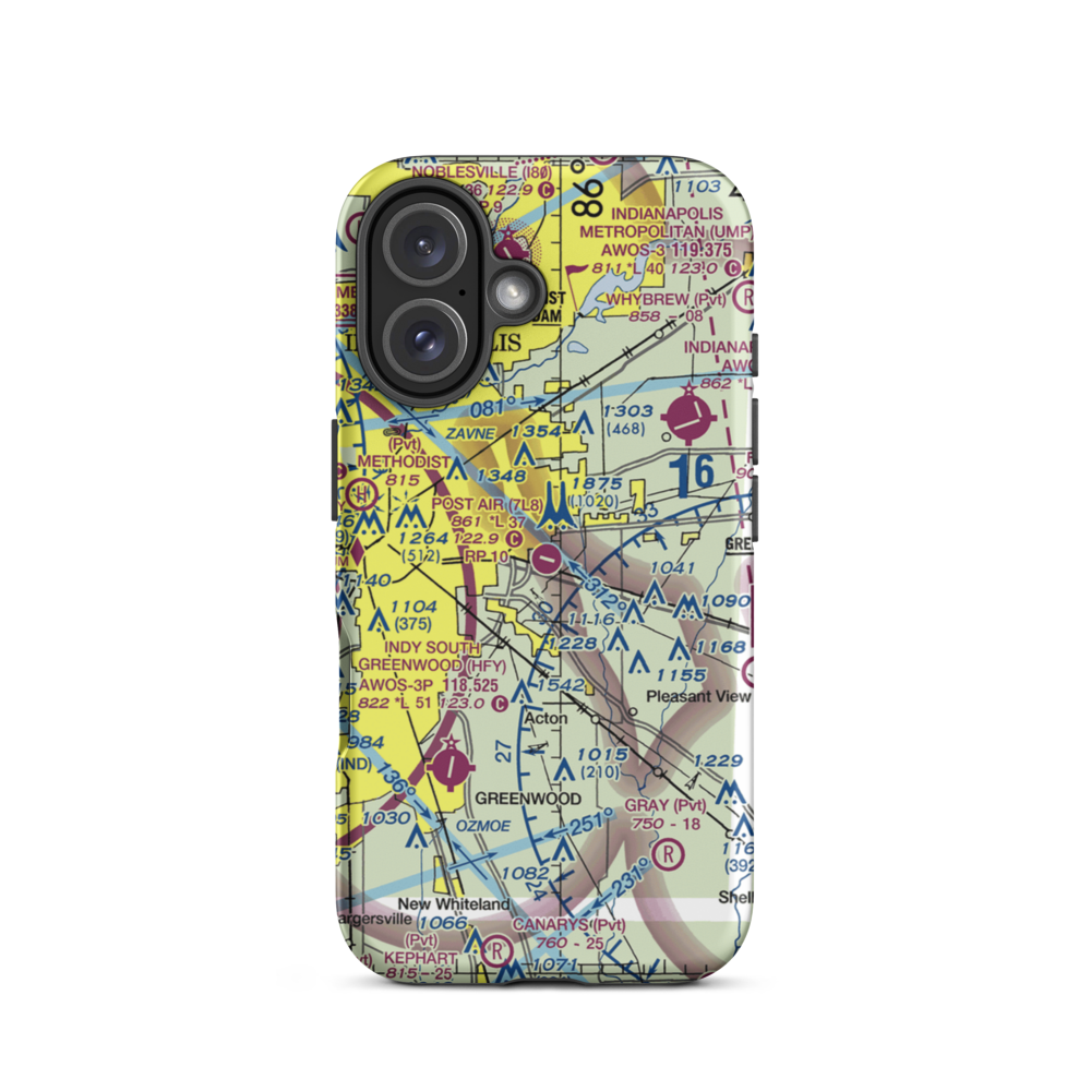 Post-Air Airport (7L8) VFR Sectional  Tough iPhone Case iPhone 16 model shown