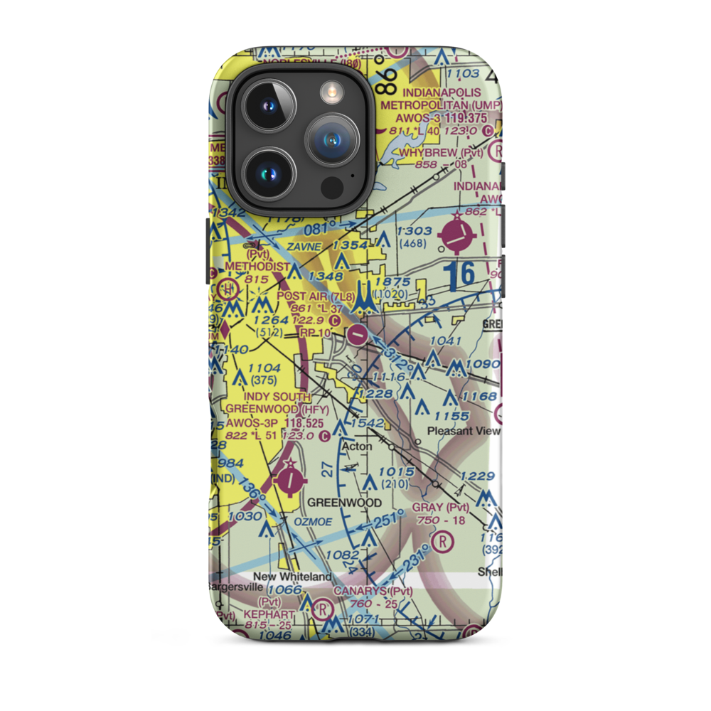 Post-Air Airport (7L8) VFR Sectional  Tough iPhone Case iPhone 16 Pro Max model shown