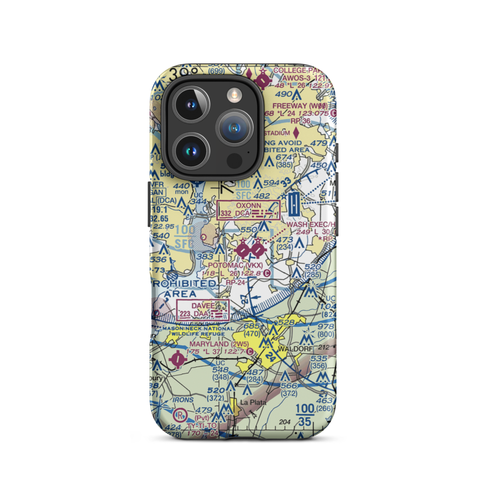 Potomac Airfield (VKX) VFR Sectional  Tough iPhone Case iPhone 16 Pro model shown