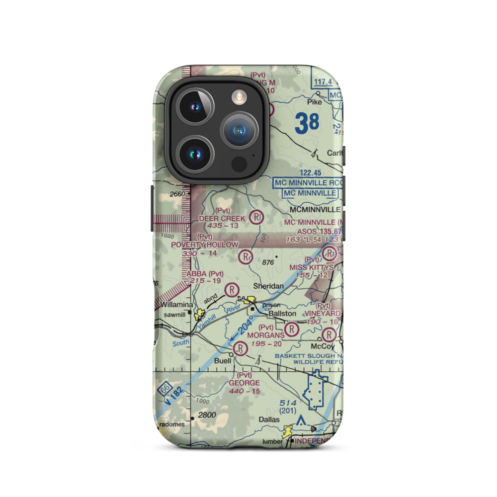 Poverty Hollow Airport (OG23) VFR Sectional  Tough iPhone Case iPhone 16 Pro model shown